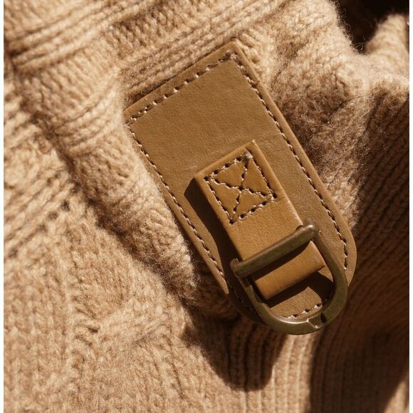 Talbots Camel Cable Knit Equestrian Cardigan Sweater - Picture 4 of 6